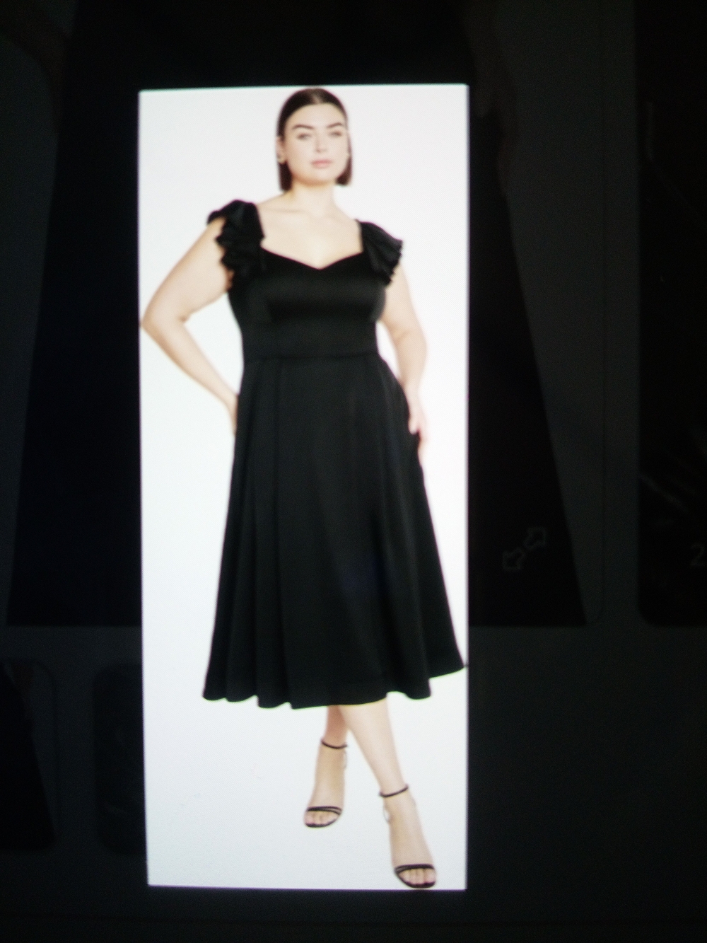 City Chic Black Ruffle-Shoulder Midi Roselyn Dress